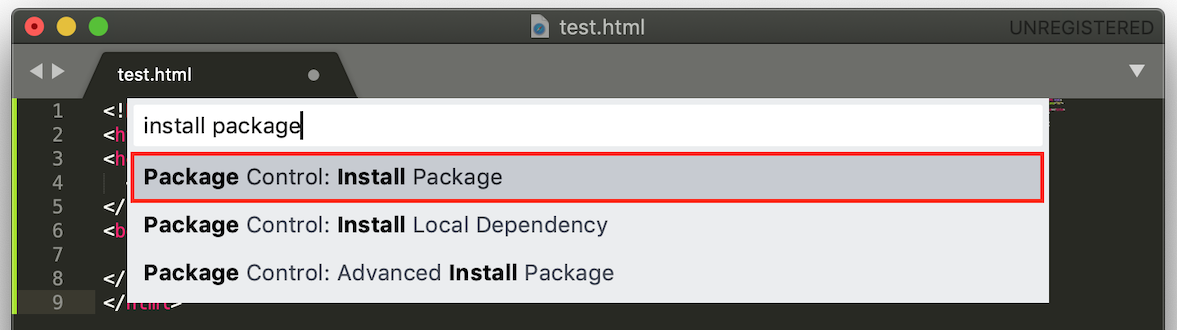 Nach Package Control: Install Package suchen